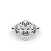 White Gold Marquise Cut Diamond Three Stone Engagement Ring With Marquise Cut Side Stone Prong Setting